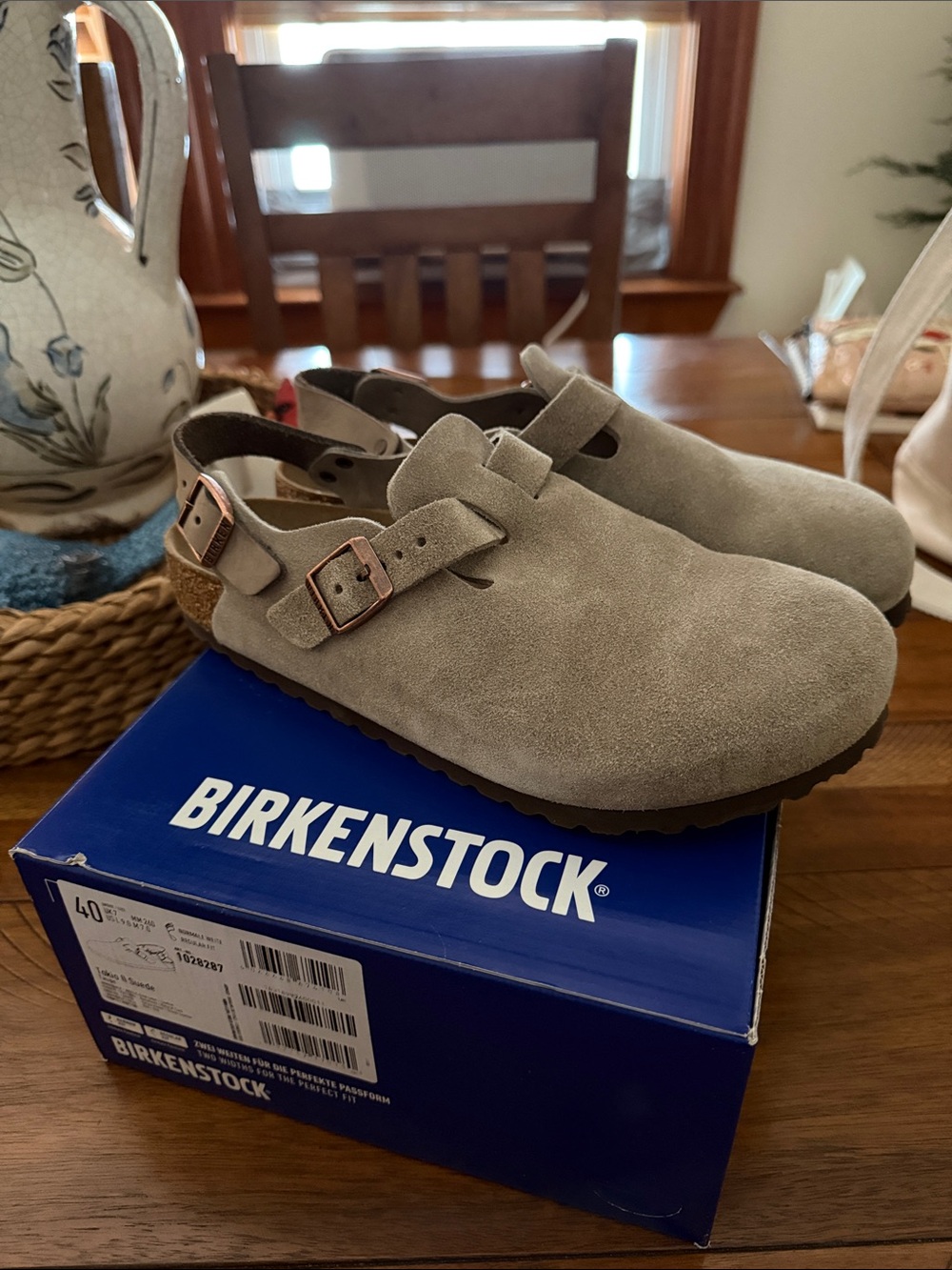 Birkenstock Women Taupe Suede Clog with Buckle